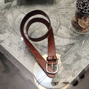 Old Navy Mens Cobnac Brown Leather Belt with Silver Buckle 36